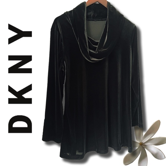 DKNY Black Velvet long sleeve tunic | Medium - Picture 1 of 10